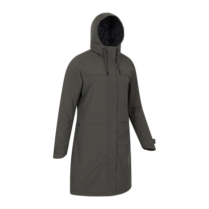 Khaki - Side - Mountain Warehouse Womens-Ladies Avery Waterproof Long Length Jacket