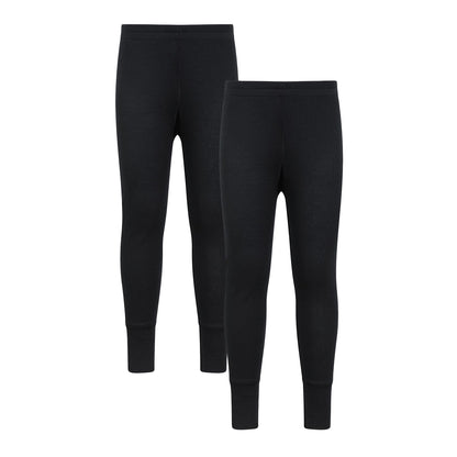 Black - Front - Mountain Warehouse Childrens-Kids Talus Base Layer Bottoms (Pack of 2)