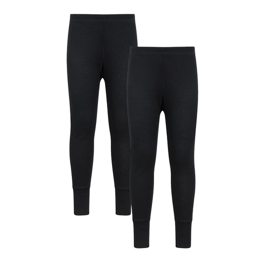Black - Front - Mountain Warehouse Childrens-Kids Talus Base Layer Bottoms (Pack of 2)