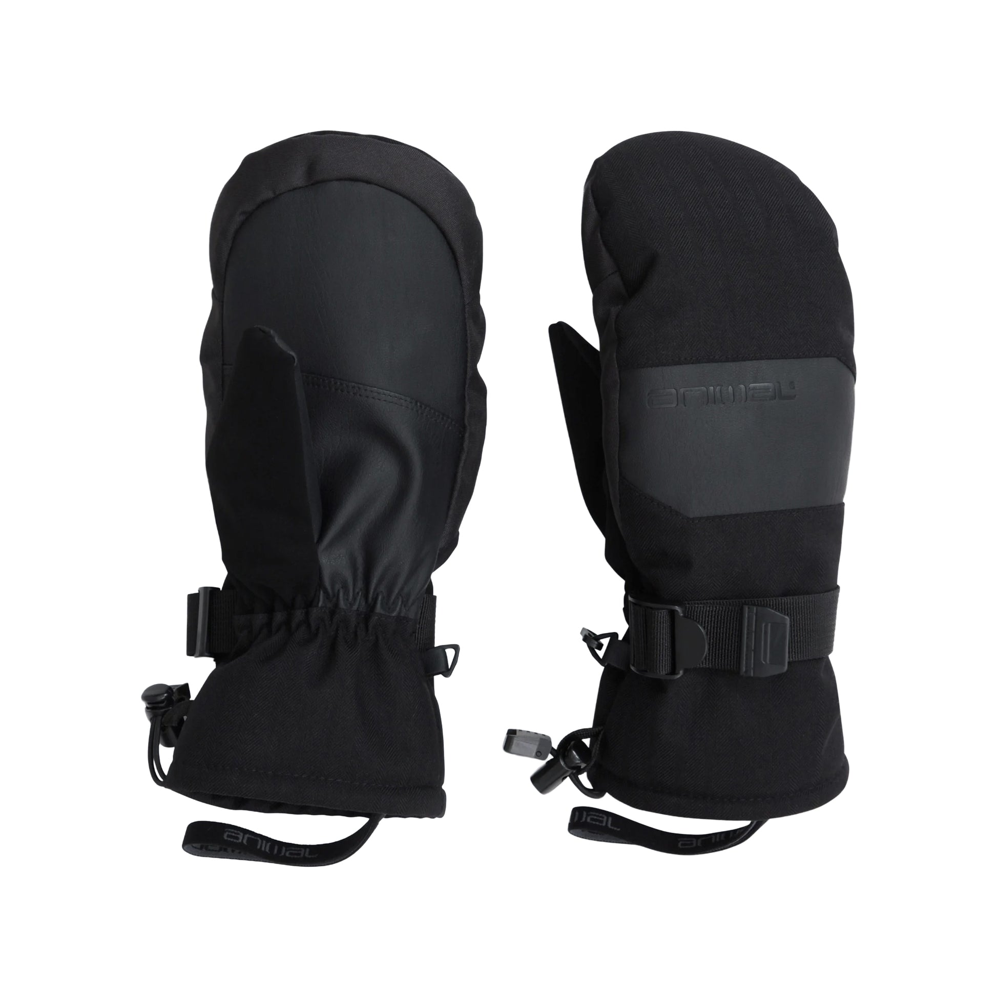 Black - Side - Animal Womens-Ladies Apres Ski Mittens