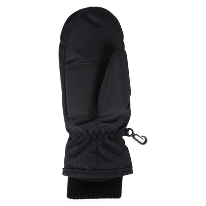Black - Back - Mountain Warehouse Childrens-Kids Faux Fur Lined Isotherm Ski Mittens