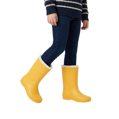 Mustard - Close up - Mountain Warehouse Childrens-Kids Snow Lined Wellington Boots