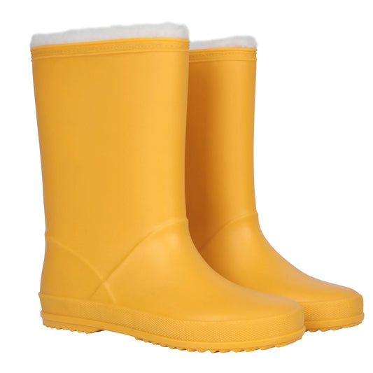 Mustard - Front - Mountain Warehouse Childrens-Kids Snow Lined Wellington Boots
