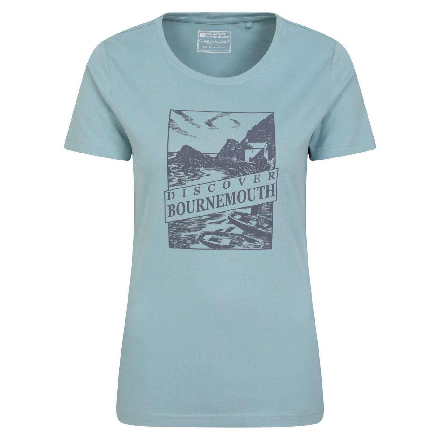 Blue - Front - Mountain Warehouse Womens-Ladies Discover Bournemoth Printed T-Shirt