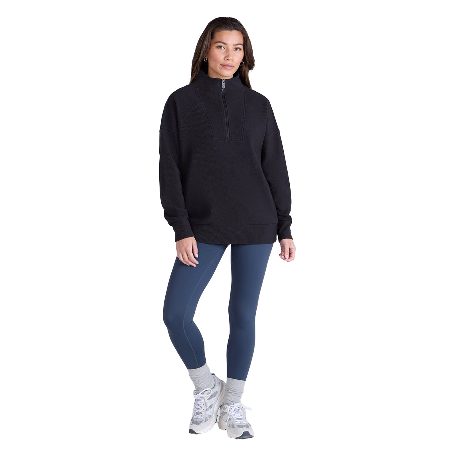 Black - Pack Shot - Animal Womens-Ladies Ottoman Half Zip Jumper