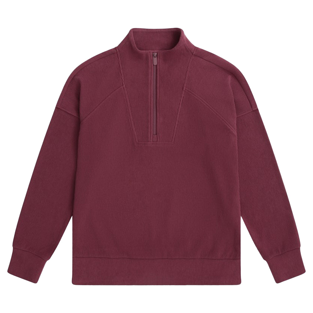 Burgundy - Front - Animal Womens-Ladies Ottoman Half Zip Jumper