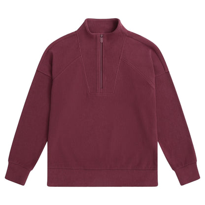 Burgundy - Front - Animal Womens-Ladies Ottoman Half Zip Jumper