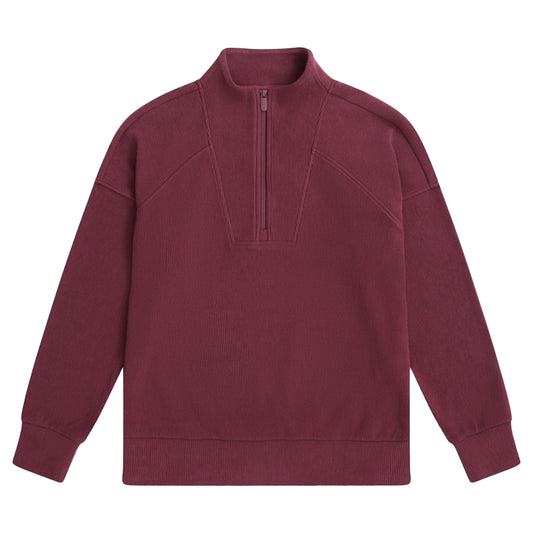 Burgundy - Front - Animal Womens-Ladies Ottoman Half Zip Jumper