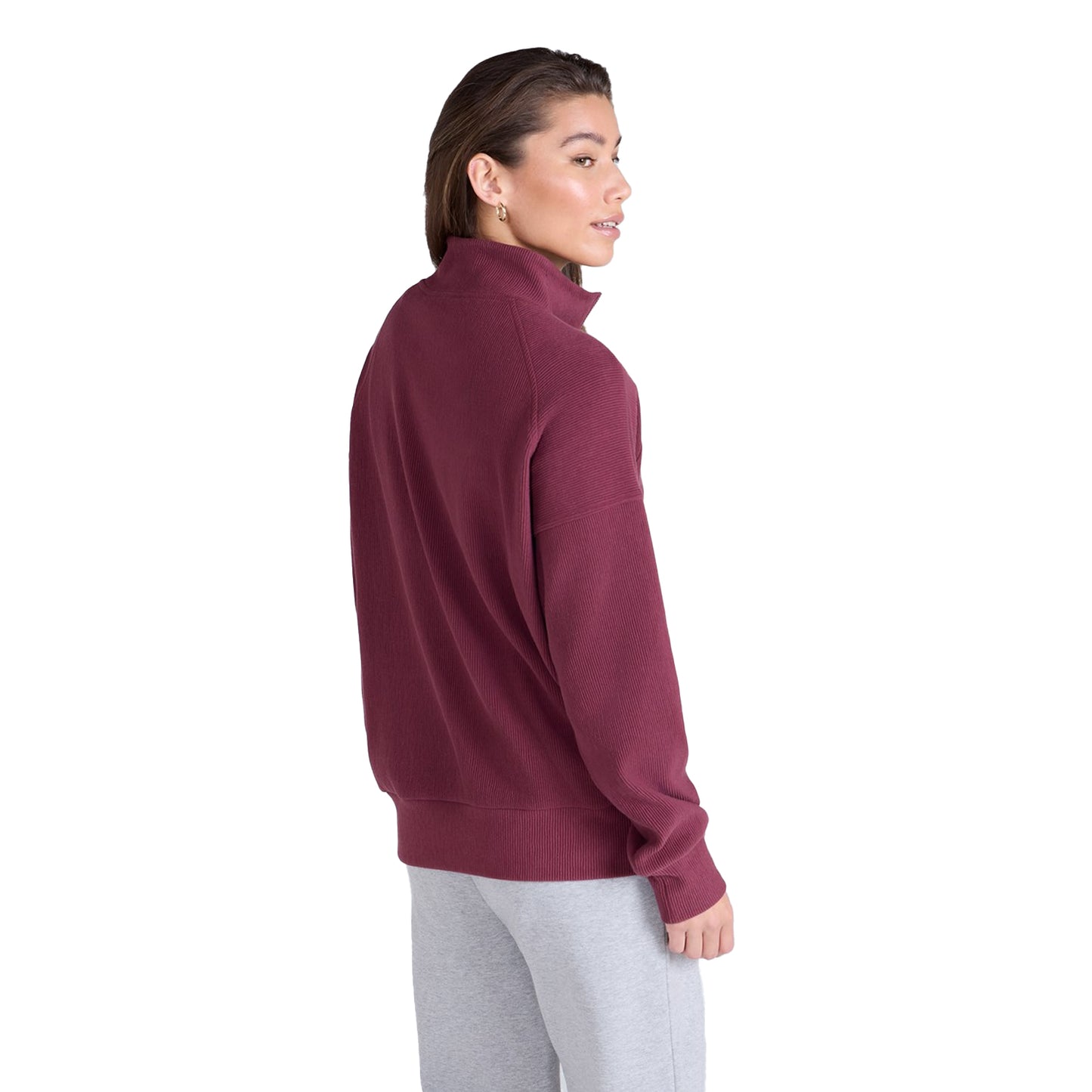 Burgundy - Lifestyle - Animal Womens-Ladies Ottoman Half Zip Jumper