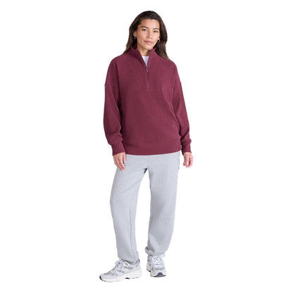 Burgundy - Pack Shot - Animal Womens-Ladies Ottoman Half Zip Jumper