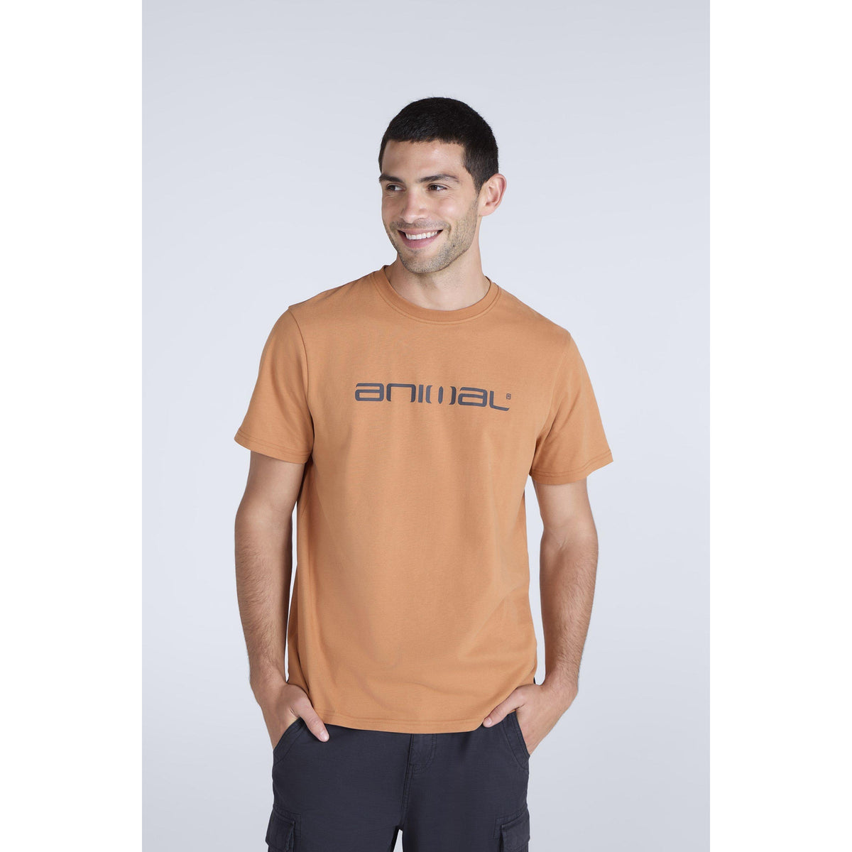 Rust - Front - Animal Mens Leon Organic Relaxed Fit T-Shirt