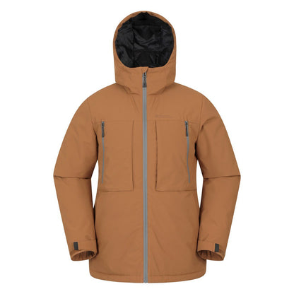 Tan - Front - Mountain Warehouse Mens Langdon Water Resistant Padded Parka