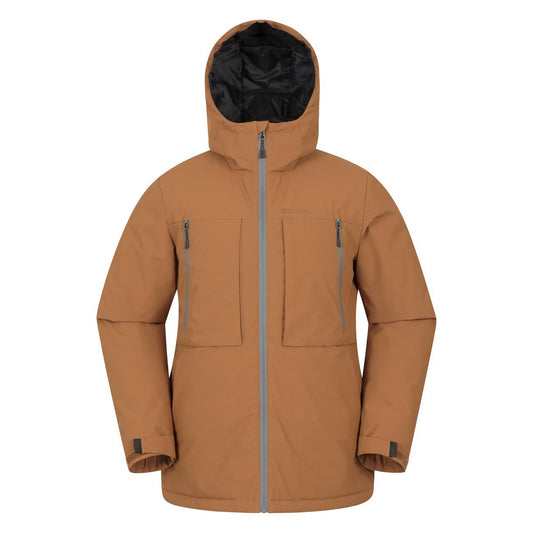 Tan - Front - Mountain Warehouse Mens Langdon Water Resistant Padded Parka