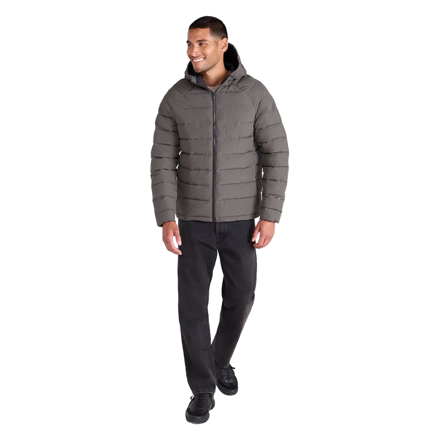 Khaki Green - Pack Shot - Animal Mens Light Cloud Cosi Hooded Marl Padded Jacket