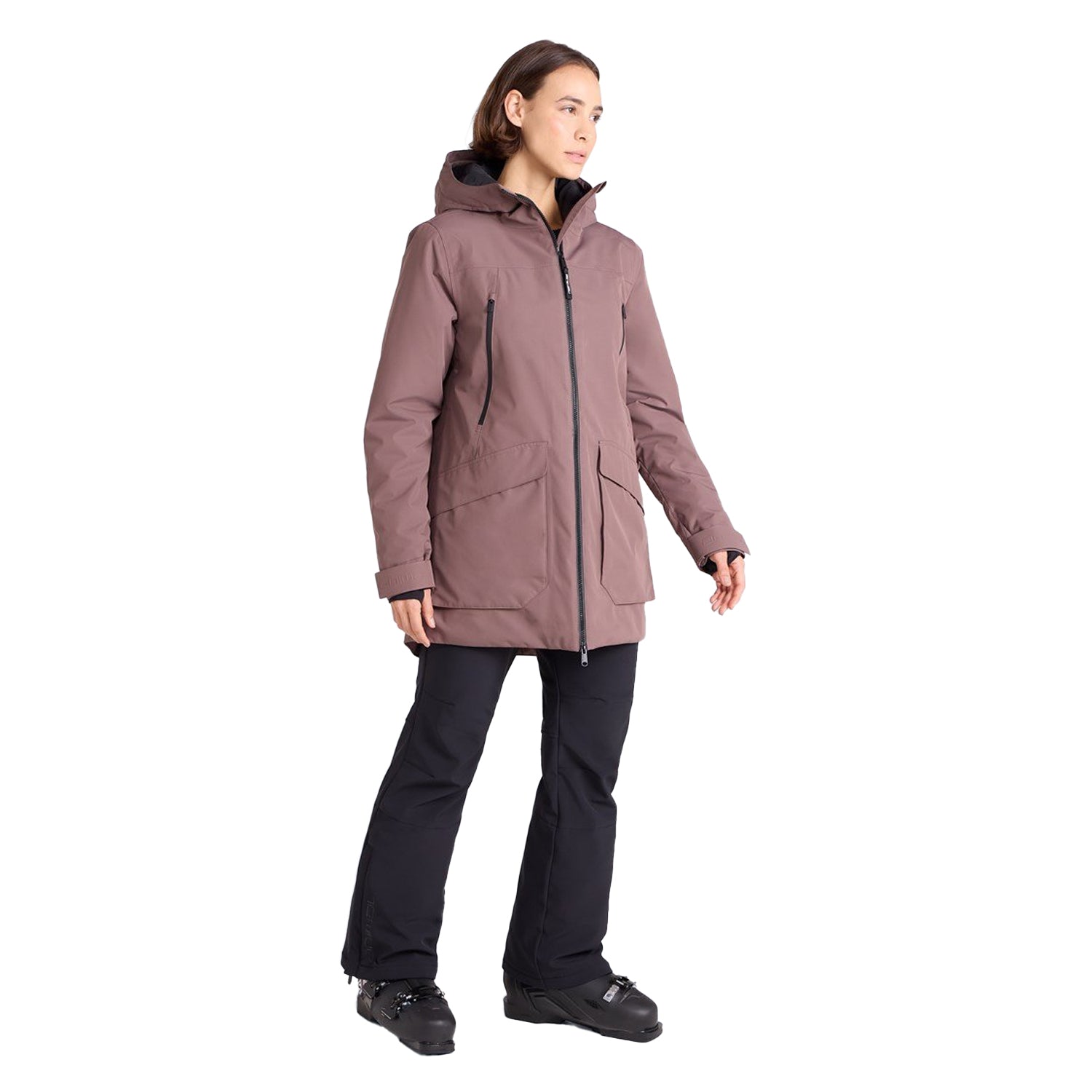 Brown - Pack Shot - Animal Womens-Ladies Echo Waterproof Ski Jacket