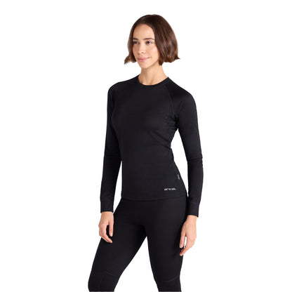 Black - Front - Animal Womens-Ladies Merino Wool Long-Sleeved Base Layer Top