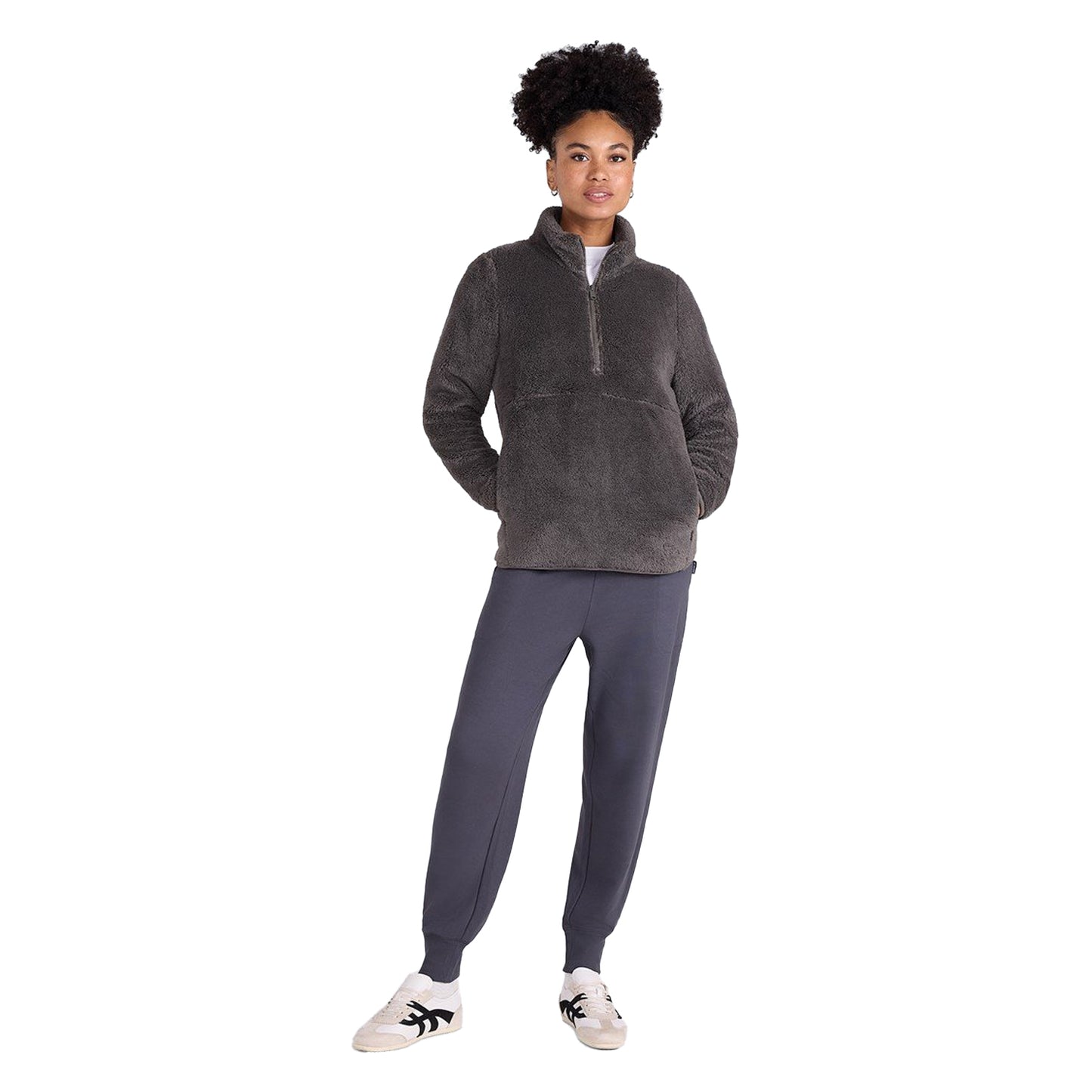 Khaki - Pack Shot - Animal Womens-Ladies Teddy Fleece Half Zip Jacket