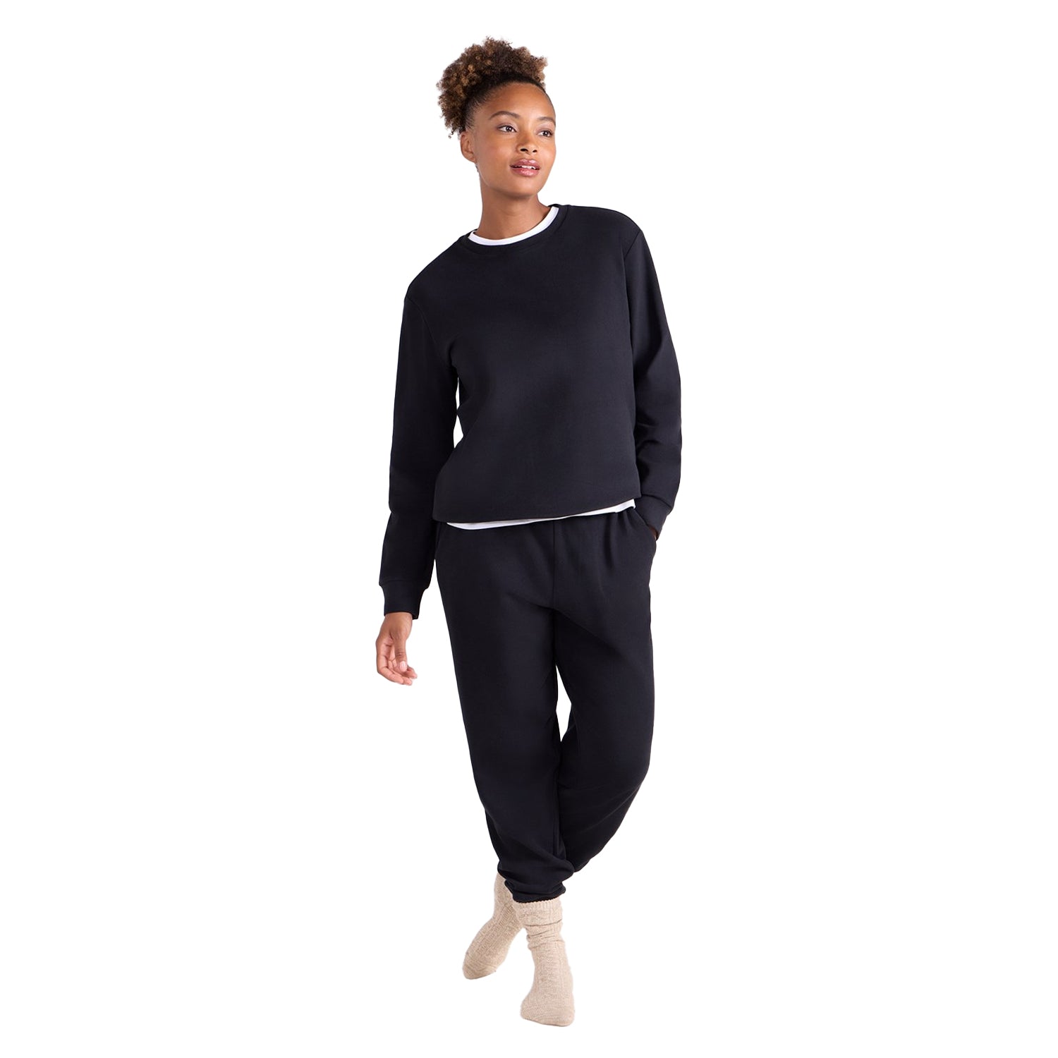 Black - Pack Shot - Mountain Warehouse Womens-Ladies Strath Melange Supersoft Sweatshirt