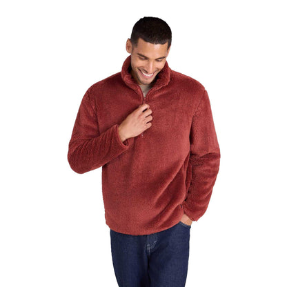 Red - Side - Animal Mens Teddy Fleece Half Zip Jacket
