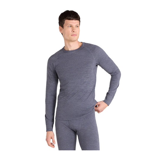 Grey - Front - Animal Mens Merino Wool Base Layer Top