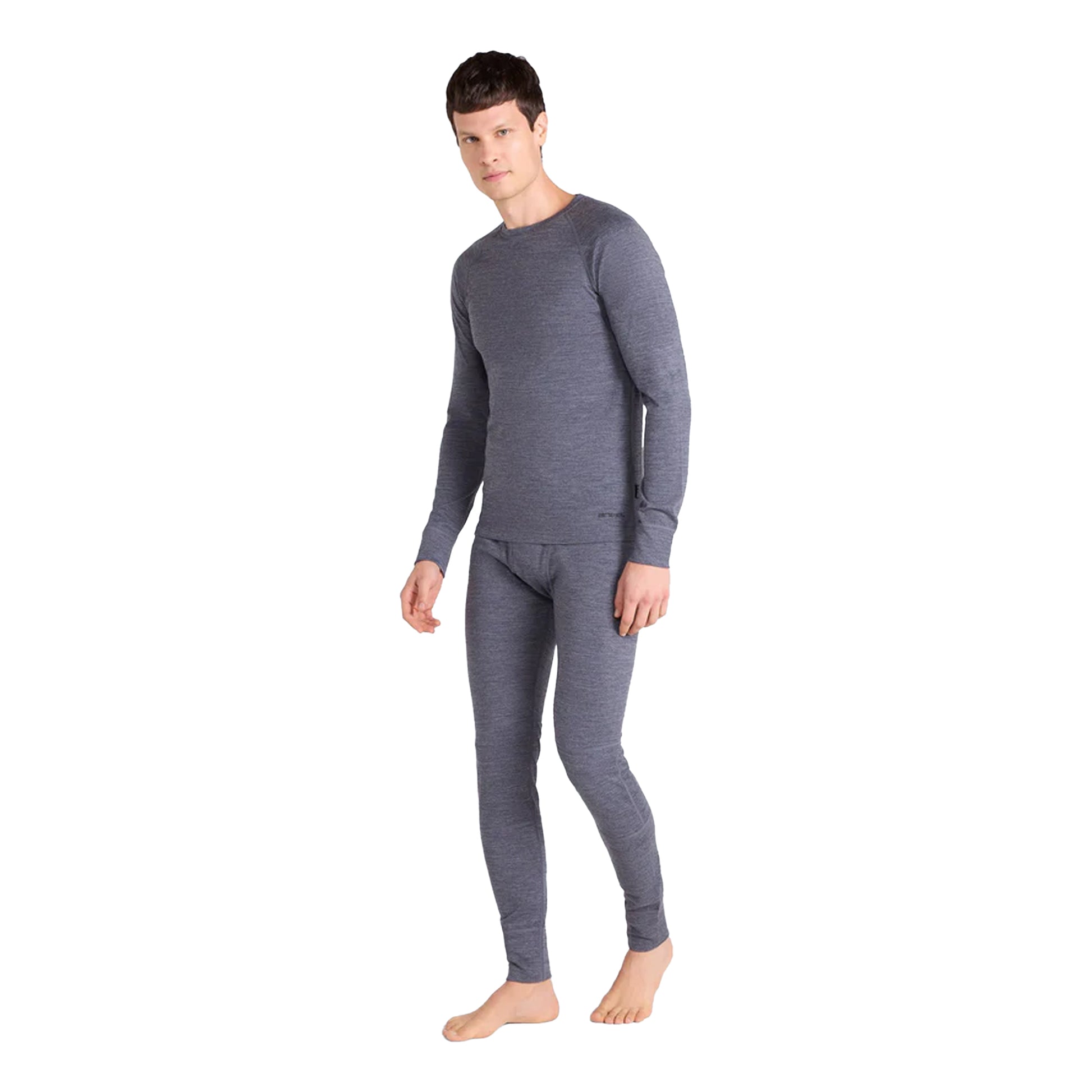 Grey - Side - Animal Mens Merino Wool Base Layer Top