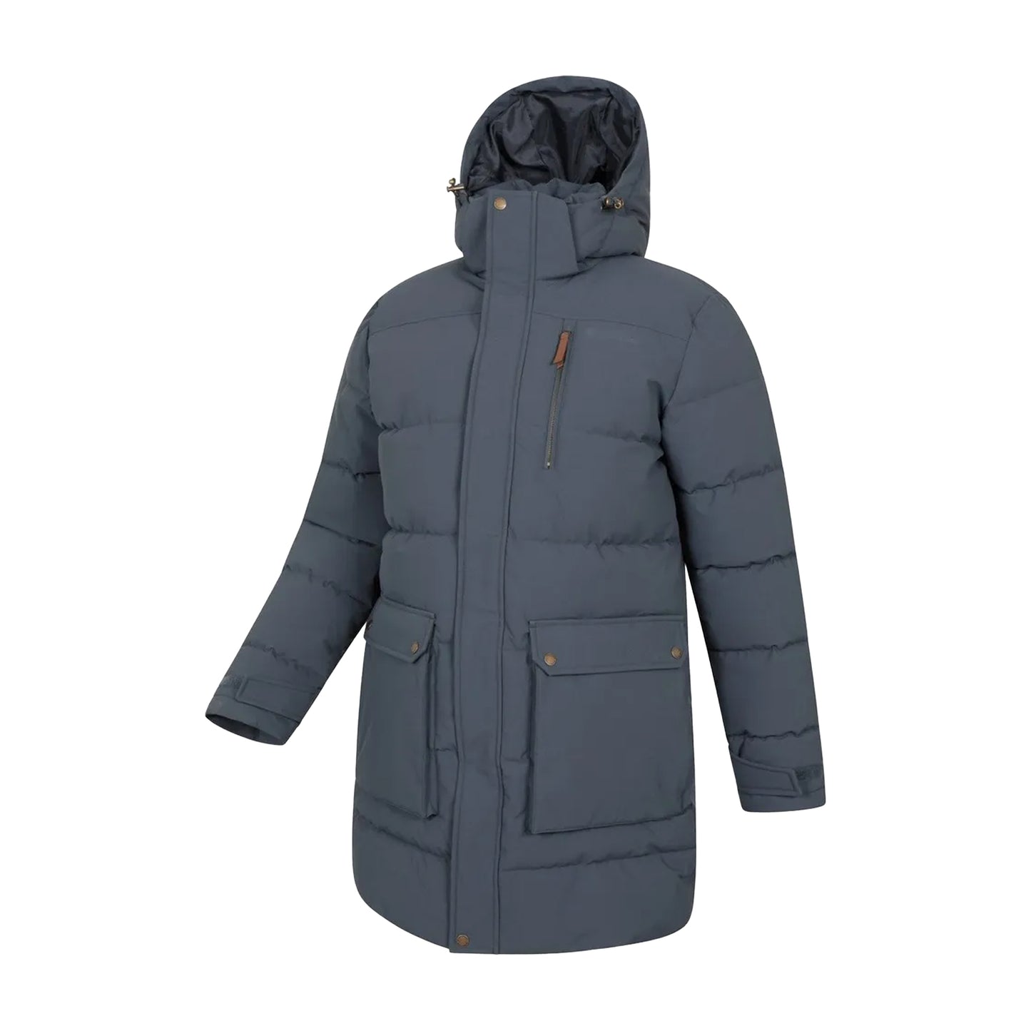 Navy - Side - Mountain Warehouse Mens Digby Long Padded Parka