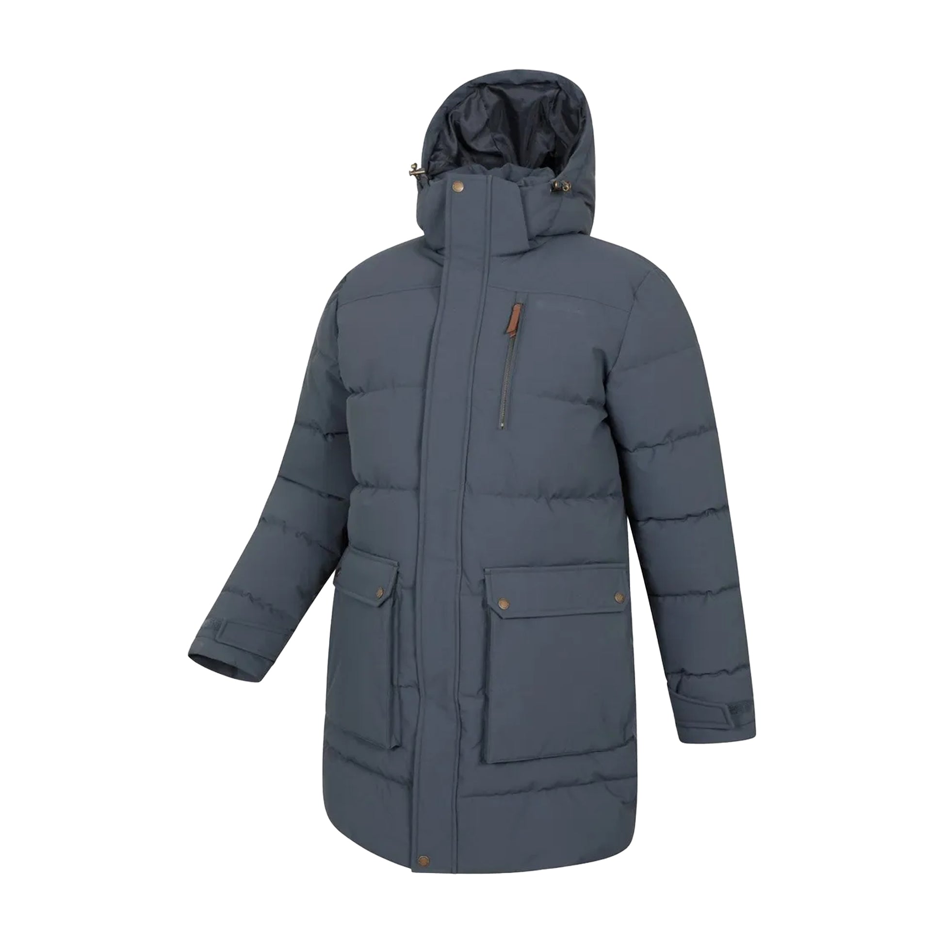 Navy - Side - Mountain Warehouse Mens Digby Long Padded Parka