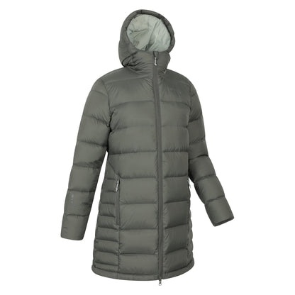 Khaki Green - Side - Mountain Warehouse Womens-Ladies Stratus Extreme Packable Long Down Jacket