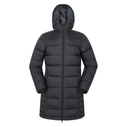 Black - Front - Mountain Warehouse Womens-Ladies Stratus Extreme Packable Long Down Jacket