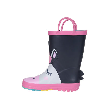 Dark Blue - Pack Shot - Mountain Warehouse Childrens-Kids Unicorn Wellington Boots