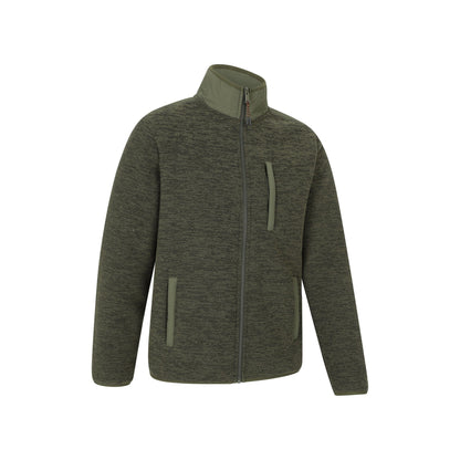 Khaki Green - Side - Mountain Warehouse Mens Hayfield Faux Fur Lined Full Zip Fleece Top