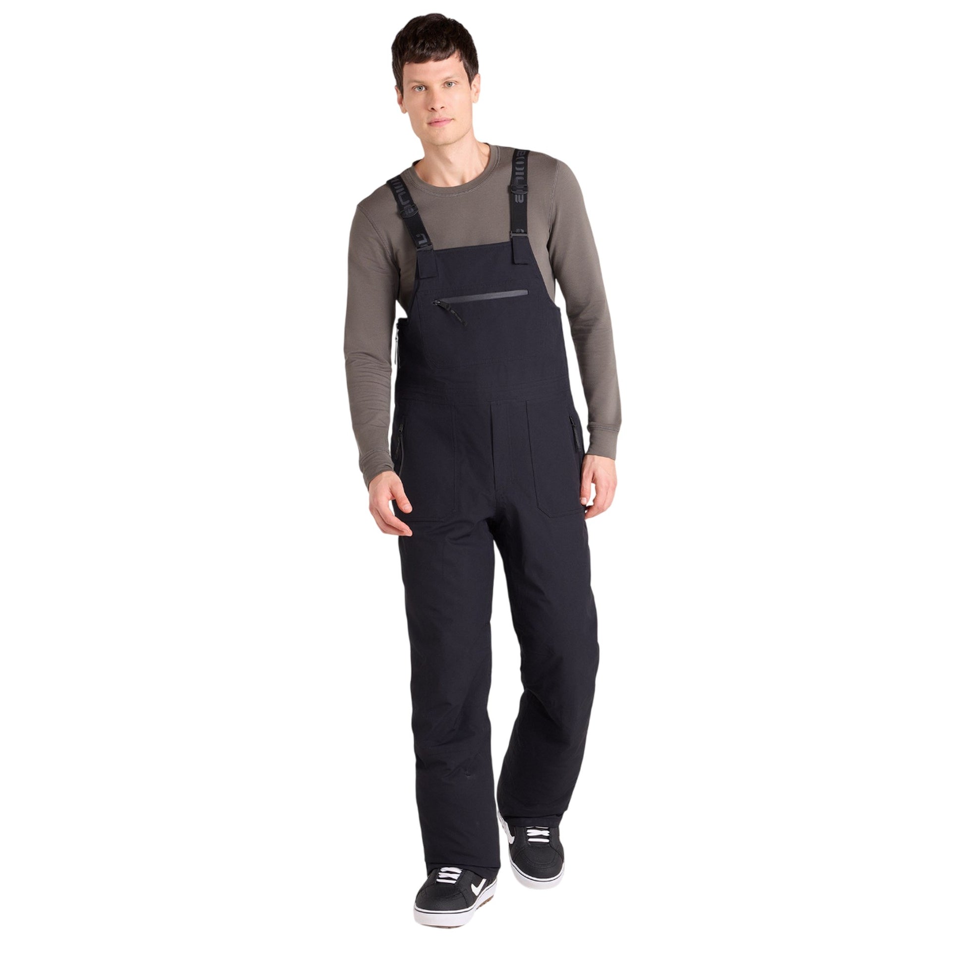 Black - Side - Animal Mens Powder Bib Front Ski Trousers