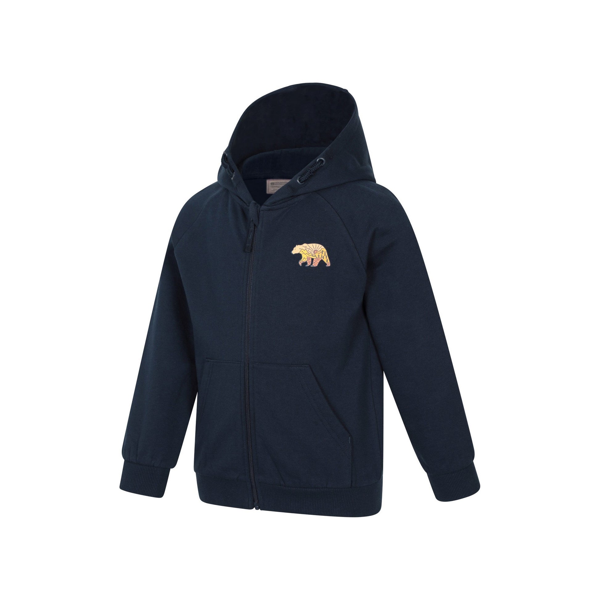 Navy - Side - Mountain Warehouse Childrens-Kids Walking Bear Full Zip Drawstring Hoodie