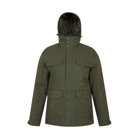 Khaki Green - Front - Mountain Warehouse Mens Rushes 3 in 1 Waterproof Jacket