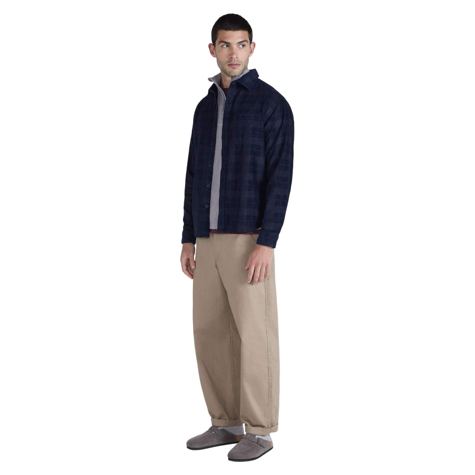 Charcoal - Lifestyle - Animal Mens Lewis Checked Cord Shirt