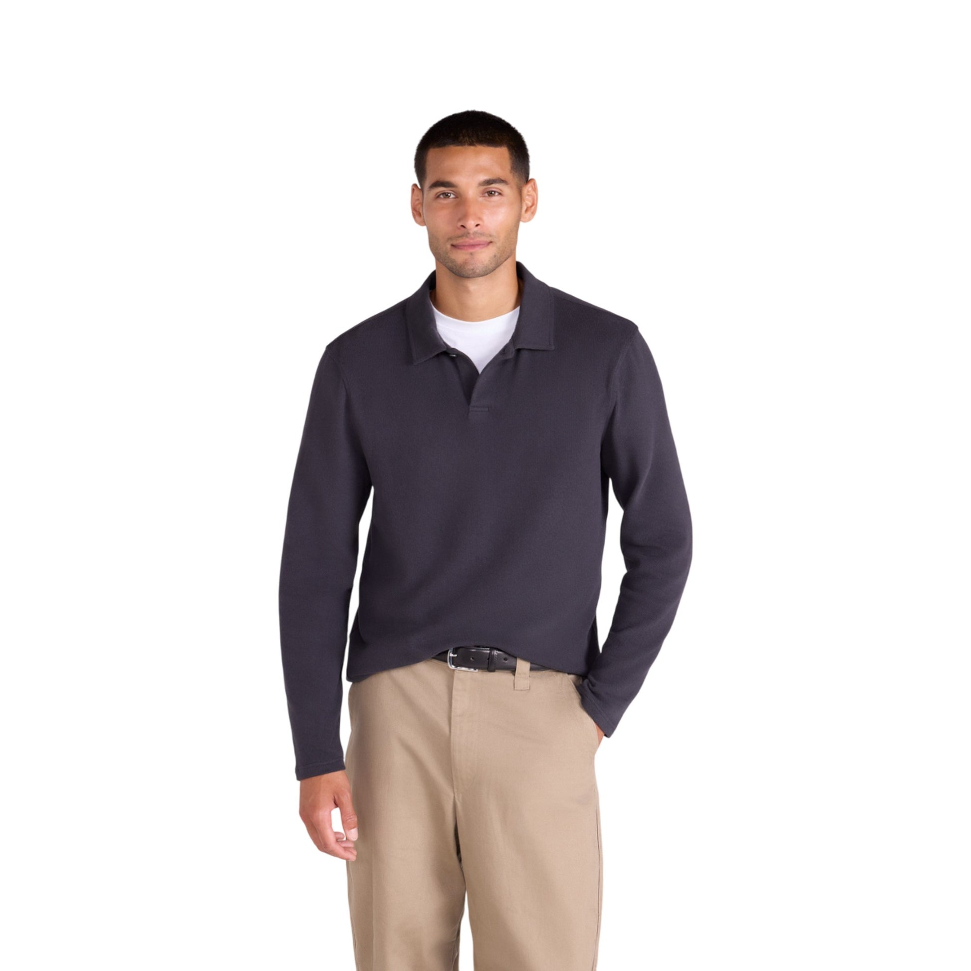 Black - Lifestyle - Animal Mens Ollie Long-Sleeved Polo Shirt