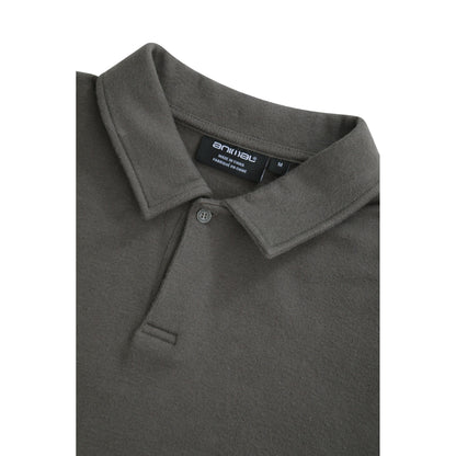 Khaki Green - Side - Animal Mens Ollie Long-Sleeved Polo Shirt