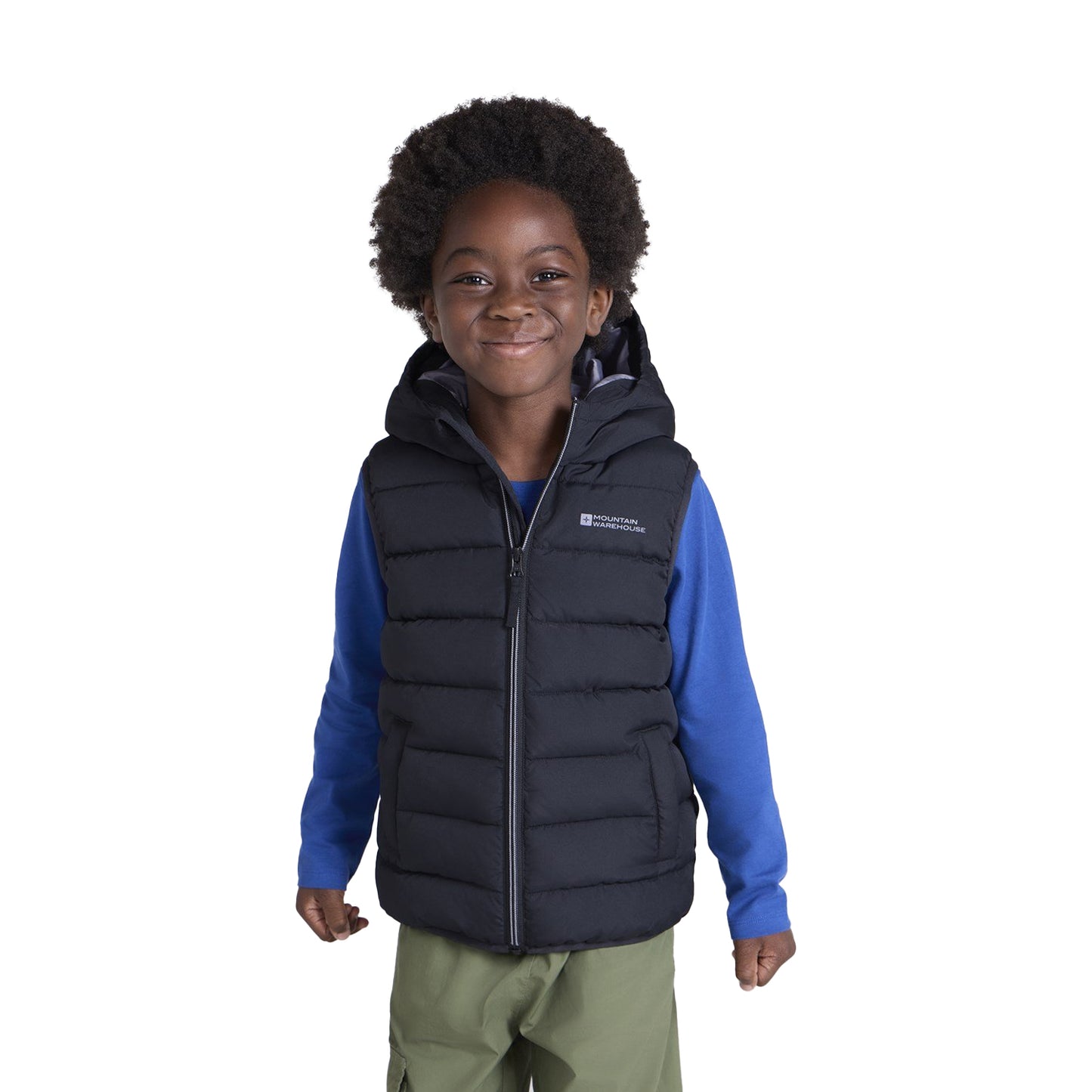 Black - Lifestyle - Mountain Warehouse Childrens-Kids Rocko Water Resistant Hooded Sleeveless Body Warmer