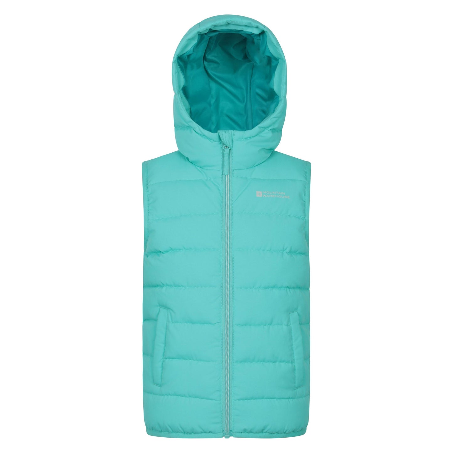 Blue - Front - Mountain Warehouse Childrens-Kids Rocko Water Resistant Hooded Sleeveless Body Warmer