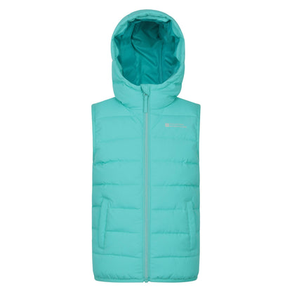 Blue - Front - Mountain Warehouse Childrens-Kids Rocko Water Resistant Hooded Sleeveless Body Warmer