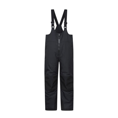 Black - Front - Mountain Warehouse Childrens-Kids Falcon Extreme Waterproof Bib Front Snow Ski Trousers