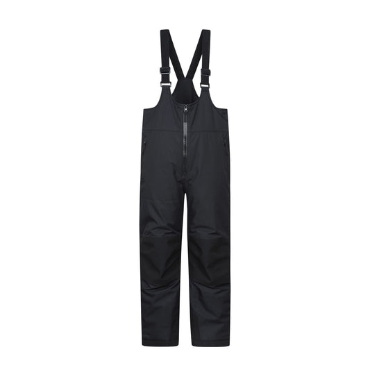 Black - Front - Mountain Warehouse Childrens-Kids Falcon Extreme Waterproof Bib Front Snow Ski Trousers