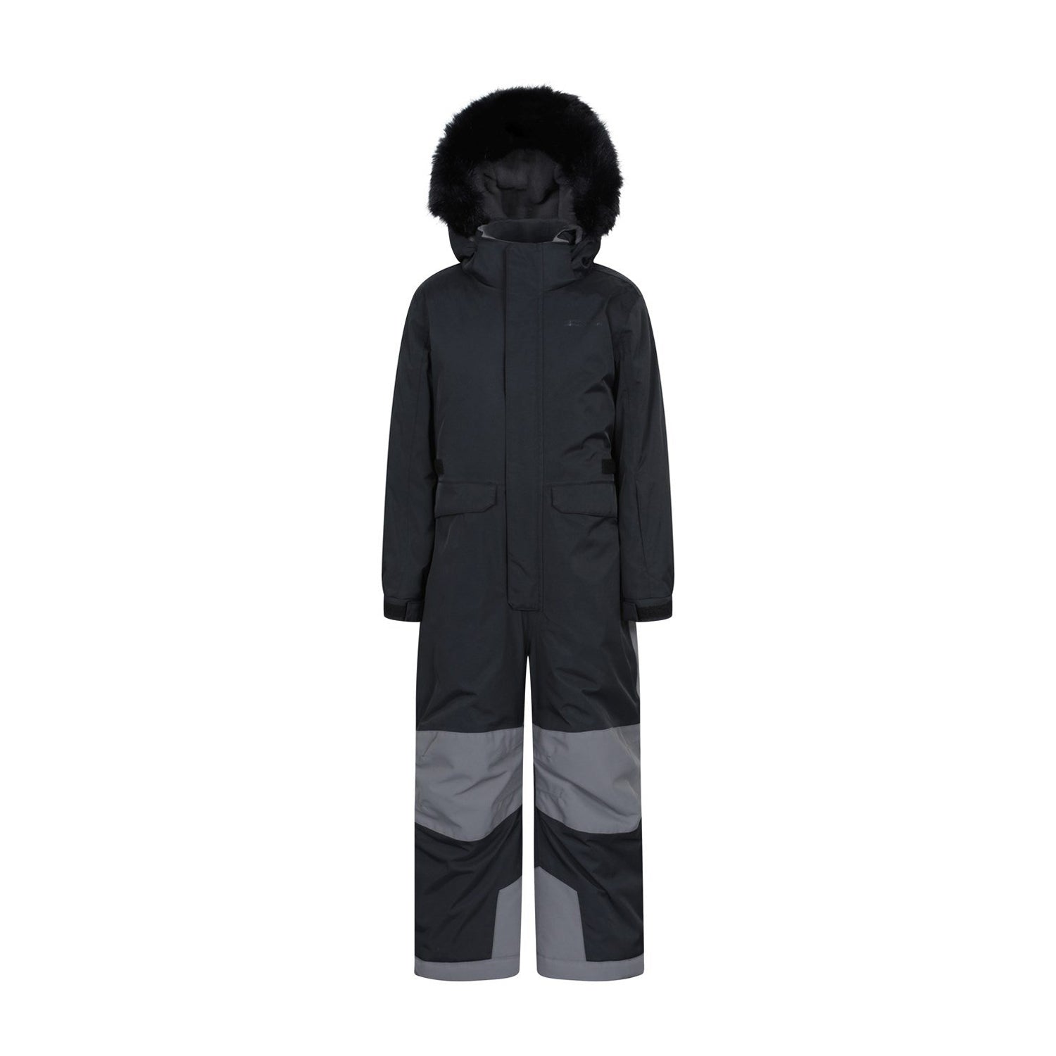 Black - Front - Mountain Warehouse Childrens-Kids Piste Waterproof Snowsuit