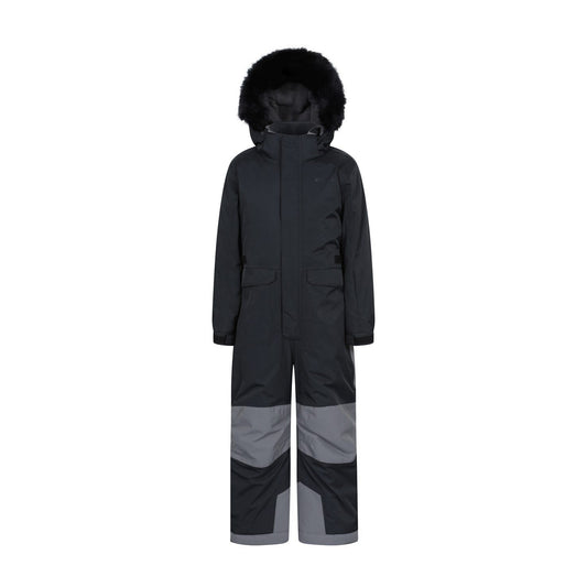 Black - Front - Mountain Warehouse Childrens-Kids Piste Waterproof Snowsuit