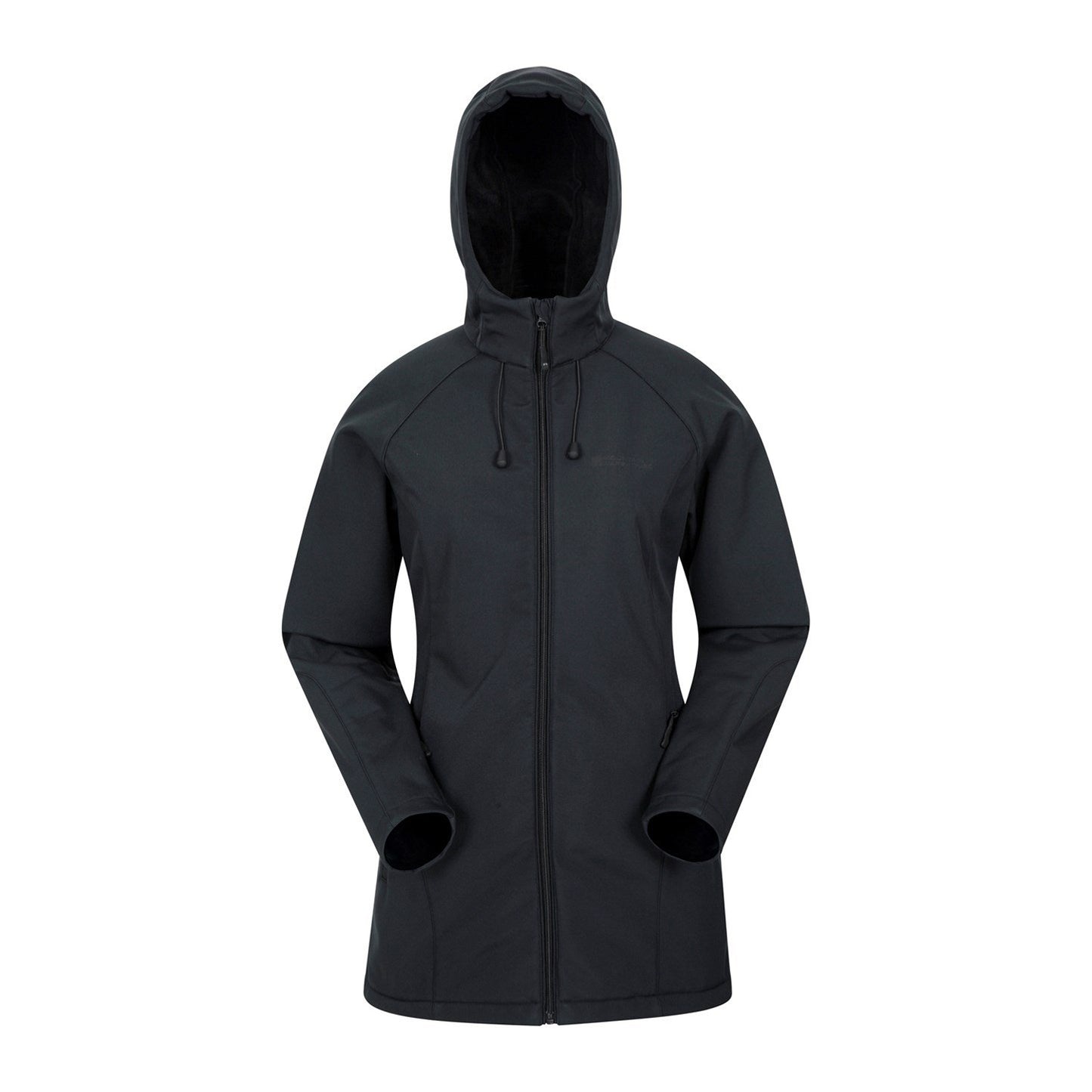 Black - Front - Mountain Warehouse Womens-Ladies Frost Longline Soft Shell Jacket