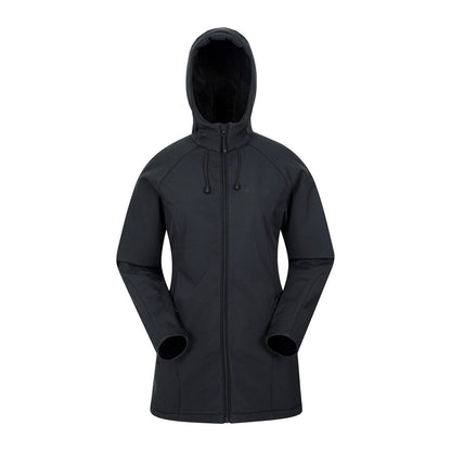 Black - Front - Mountain Warehouse Womens-Ladies Frost Longline Soft Shell Jacket