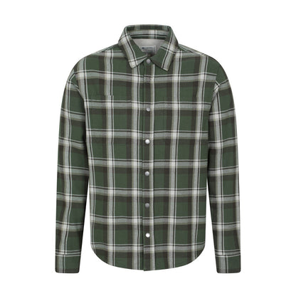 Khaki Green - Front - Mountain Warehouse Mens Sandalwood Fleece Lined Long-Sleeved Shirt
