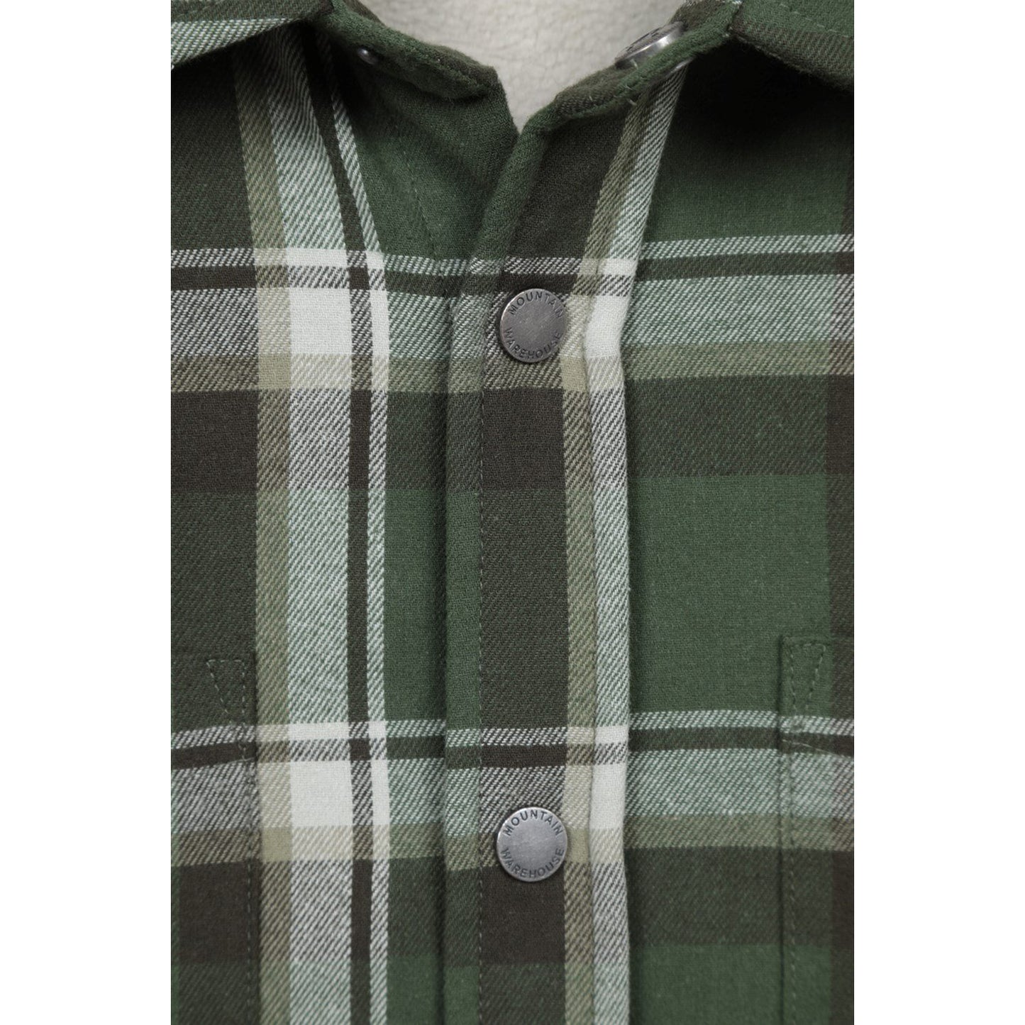 Khaki Green - Side - Mountain Warehouse Mens Sandalwood Fleece Lined Long-Sleeved Shirt