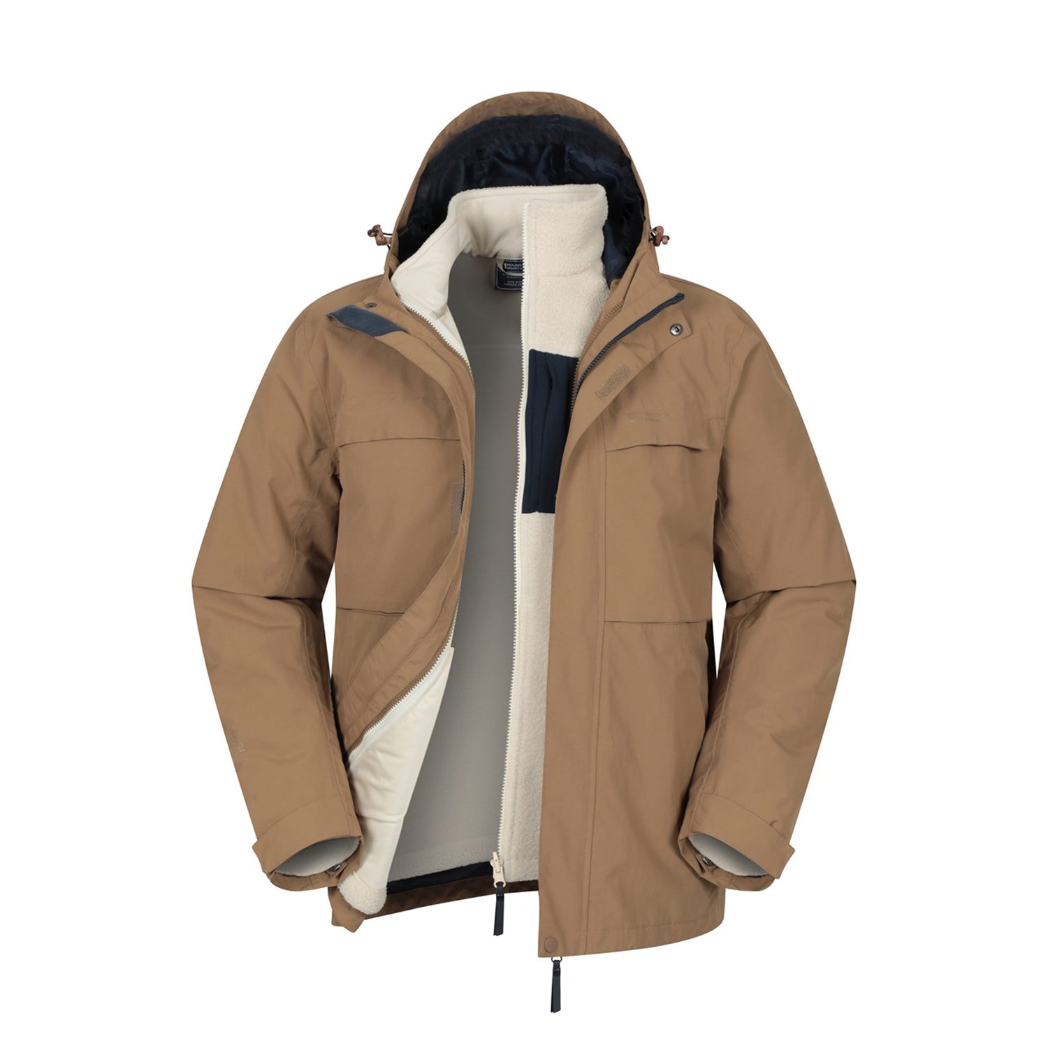 Tan - Front - Mountain Warehouse Mens Maple 3 in 1 Waterproof Jacket
