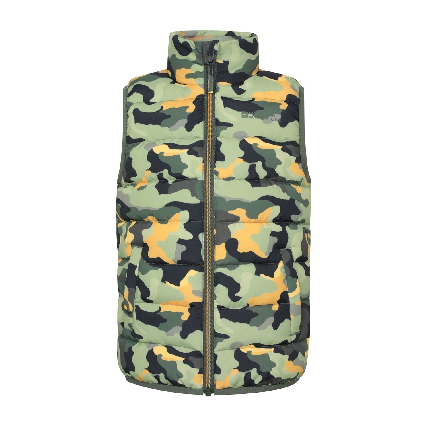 Dark Khaki - Front - Mountain Warehouse Childrens-Kids Rocko Camo Padded Gilet